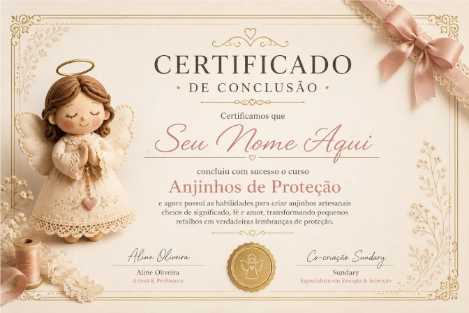 Certificado de conclusão da Coleção Anjinhos de Proteção